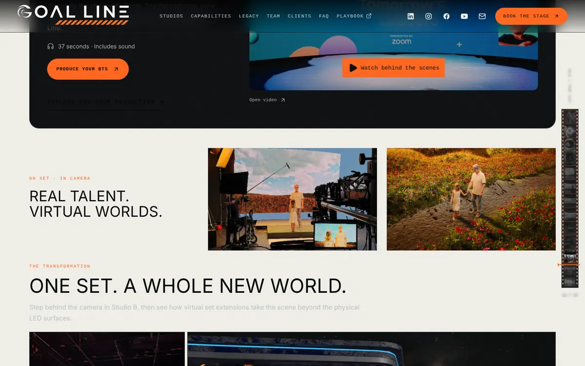 Goal Line Studios website by Trinity: one set, a whole new world section
