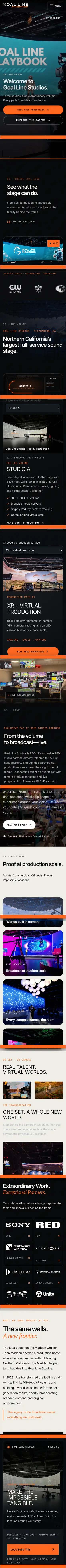 Mobile version of the Goal Line Studios website designed by Trinity Strategic Solutions