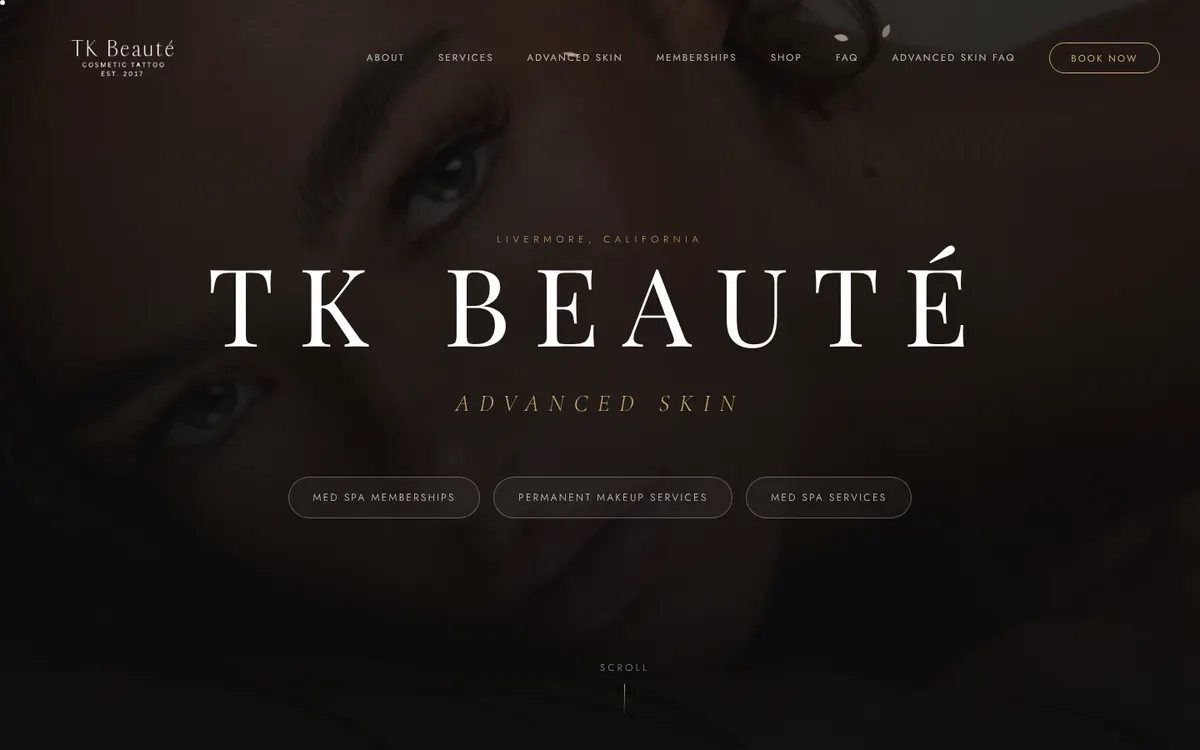 TK Beaute website by Trinity: hero wordmark section