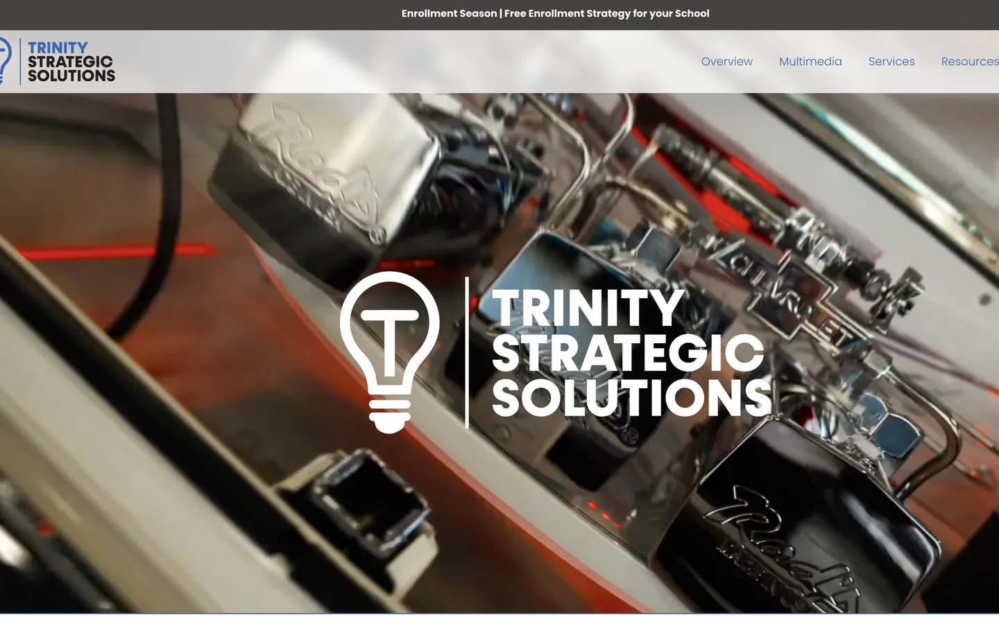 Previous Trinity Strategic Solutions website with a classic car video hero